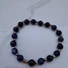Sodalite and rose gold plated stretchy bracelet