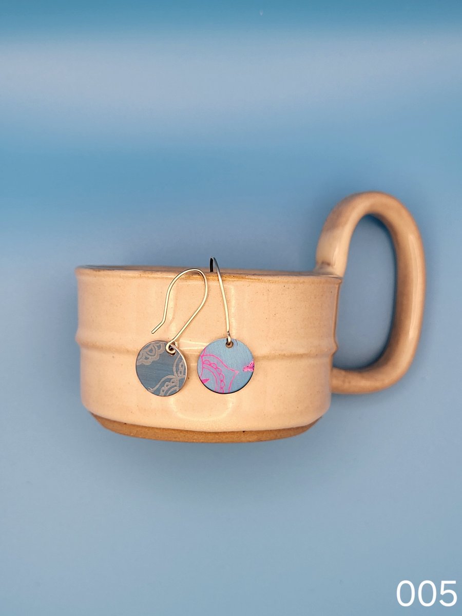Handmade Aluminium and Silver Reversible Earrings - 005
