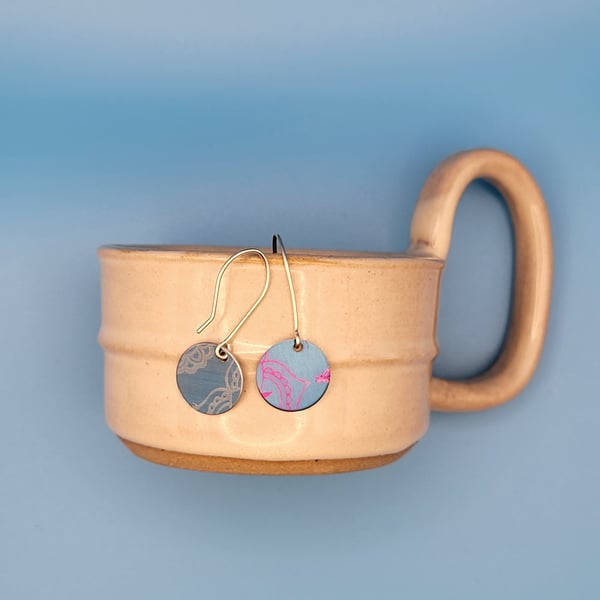 Handmade Aluminium and Silver Reversible Earrings - 005
