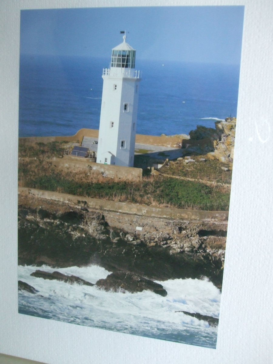 Photo greetings card, a close up of Godrevy Lighthouse, Cornwall. 