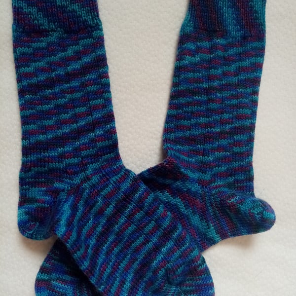 Knitted Ribbed Wool Socks Size 6 to 7