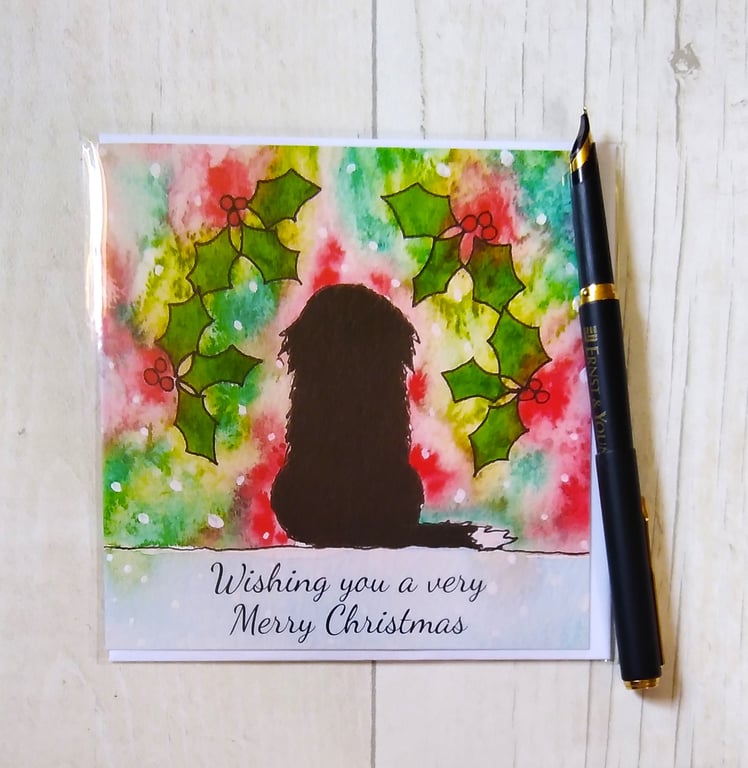 Bernese Mountain Dog Christmas card (printed card).Christmas card. Bernese card.