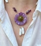 Azure Fairy Bloom Necklace – Real Erigeron Flower, Amethyst & Biwa Pearls - Image 7