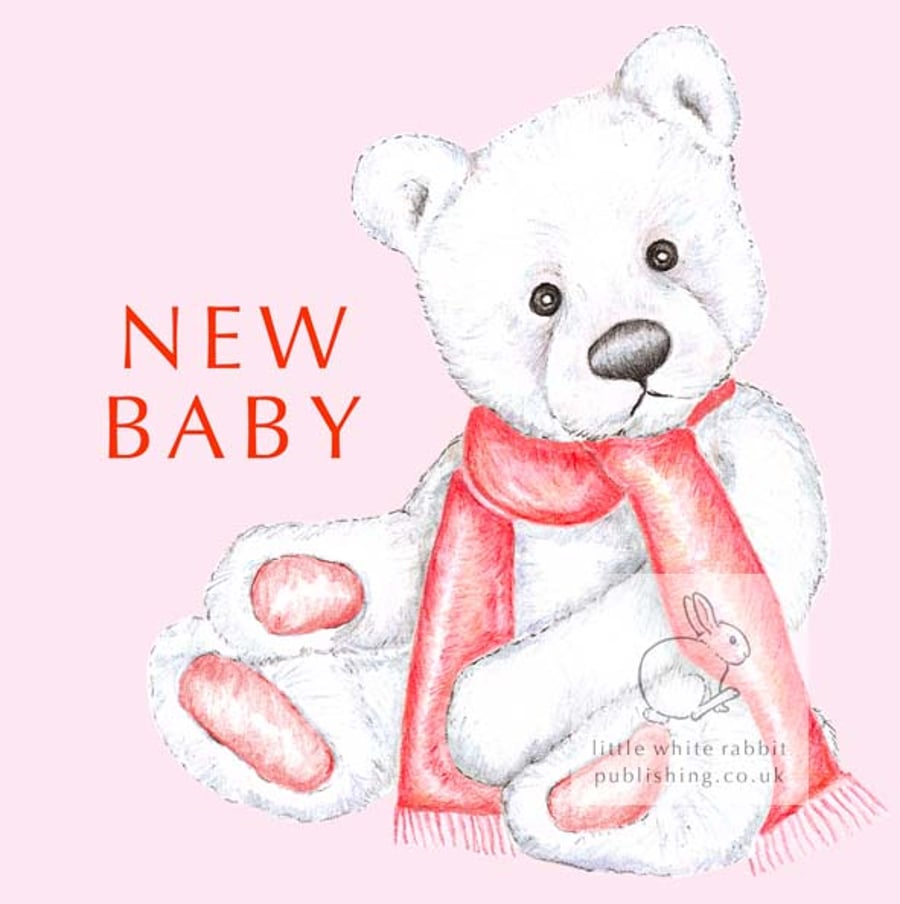 Chilly the Bear - Pink New Baby Card