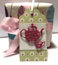 Handmade Teapot Gift Tags: Raspberry Pink Tea Party Favors, Set of 6 - Image 2