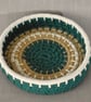 Forest Green, Off-White & Jute Coil Basket - Image 3