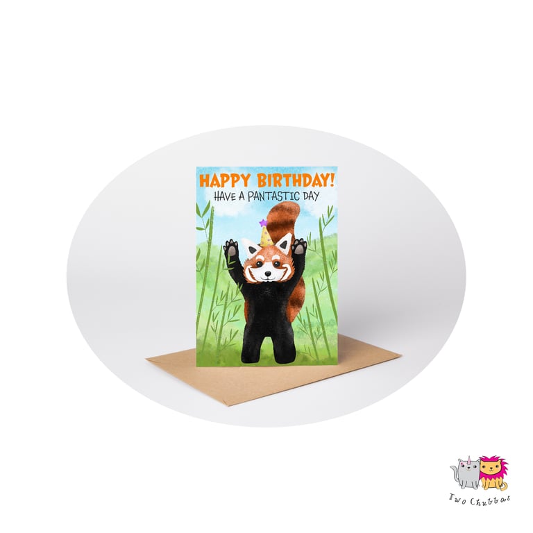Red Panda Birthday Card, A6 Birthday Card, Cute Animal Birthday Card