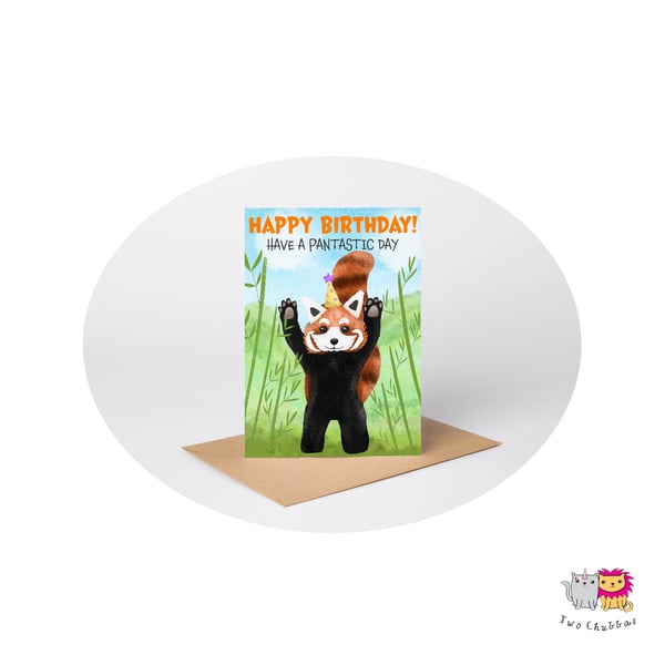 Red Panda Birthday Card, A6 Birthday Card, Cute Animal Birthday Card