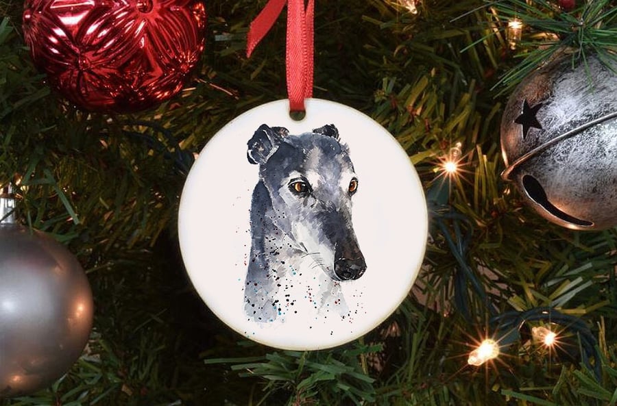 Sighthound III Round Christmas Tree Decoration-Sighthound Christmas Tree Ornamen