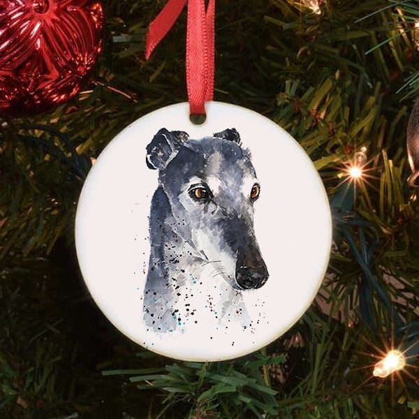 Sighthound III Round Christmas Tree Decoration-Sighthound Christmas Tree Ornamen