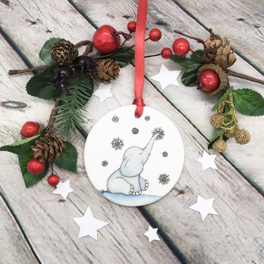 Ceramic Christmas Tree Decoration - Snowflake Ellie