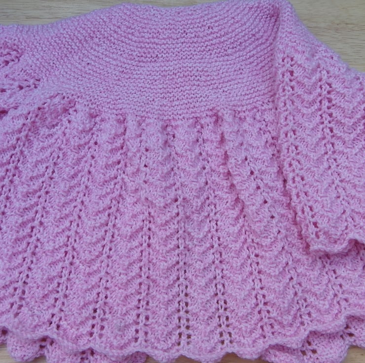 Hand knitted baby girl pink cardigan 6 12 months Folksy