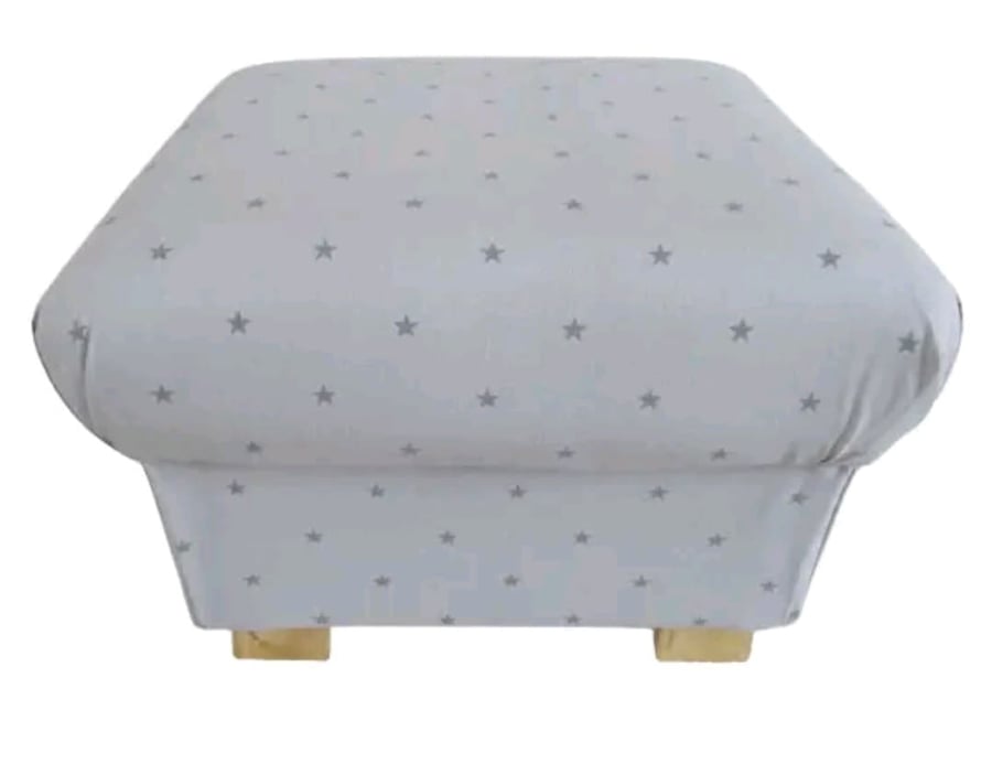 Storage Footstool Clarke Grey Stars Fabric Starry Pouffe Footstall Nursery 