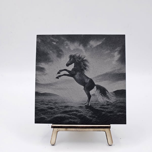 Horse engraved slate
