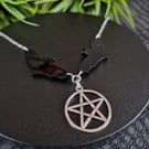 Gothic Bat and Pentagram Necklace 