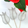 Stained  Glass Lily Tulip Stake Large - Plant Pot Decoration -  White