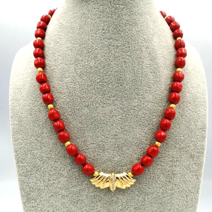 Summer Seconds - Red and Gold necklace bracelet and earrings   