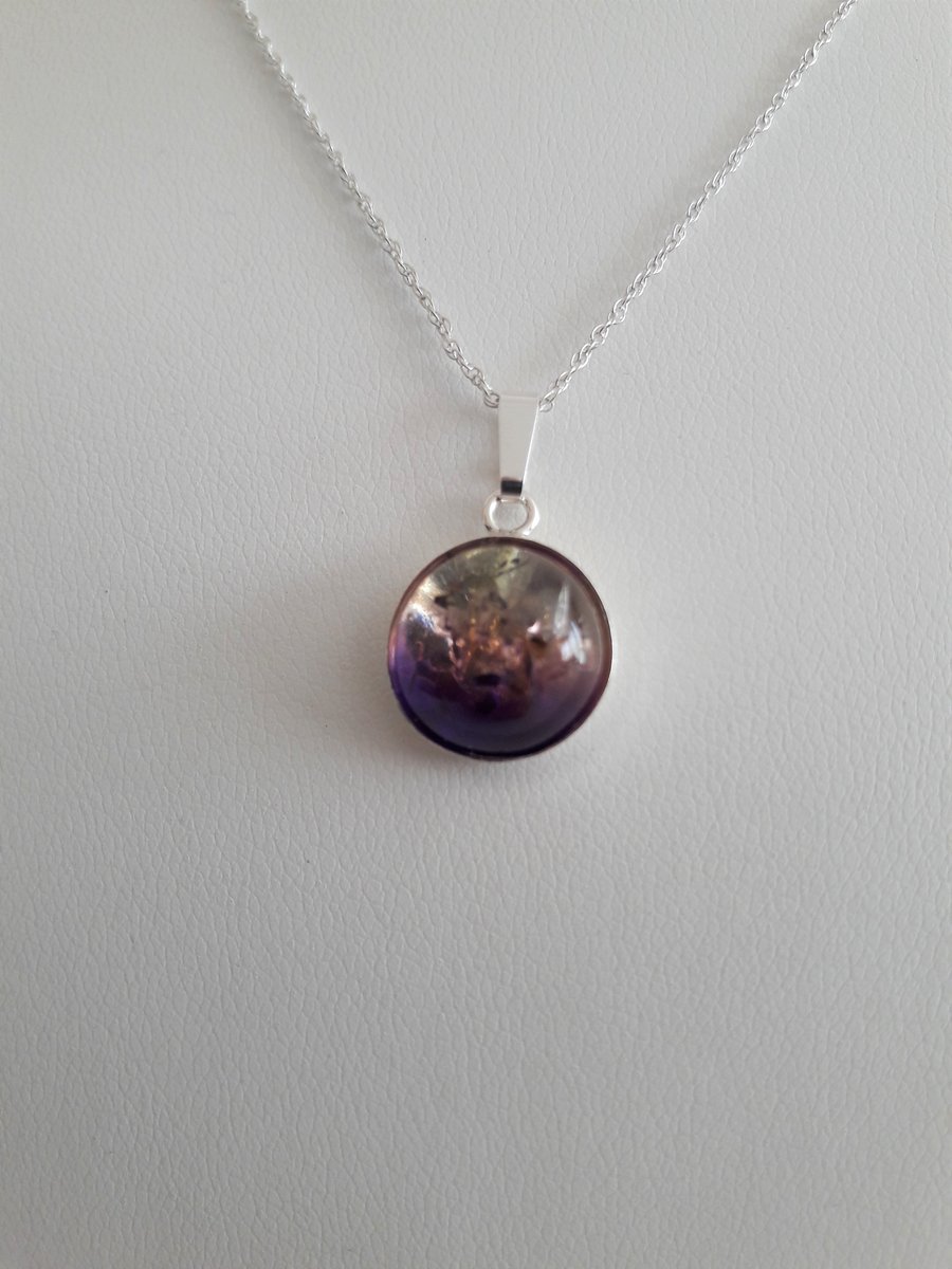 Amber Purple Ombre Necklace. Bespoke, Sterling Silver, Gift for Her, Handmade