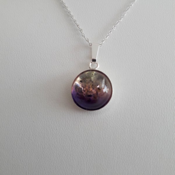 Amber Purple Ombre Necklace. Bespoke, Sterling Silver, Gift for Her, Handmade