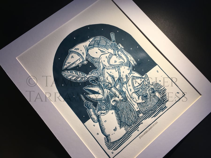 Schnabelperchten -Austrian Christmas Folklore - Limited Edition Lino Print