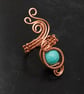 Copper ring ,copper ring-adjustable, Turquoise Shell Pearl Faceted ring. - Image 4