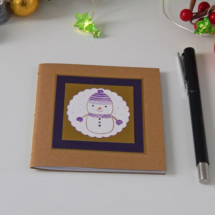 Cute Snowman Christmas Card Notebook. Stocking Filler. 