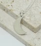 Silver Crescent Moon Pendant - Handmade Moon Necklace - Image 2