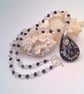 A Black and Clear Cube Bead Necklace with a Black Glass Pendant, Gift for Her - Image 3