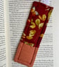 Floral Butterfly Fabric Quilted Bookmark - Red & Orange, Exposed Stitching - Image 3