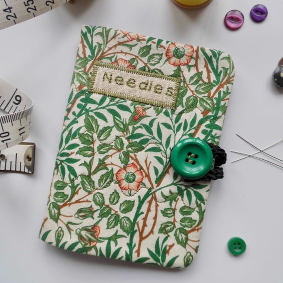 Sewing needle case in William Morris Sweet Briar