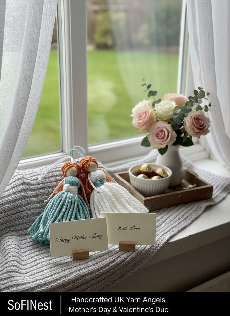 Handcrafted Guardian Angel Duo. Set of 2 Mother’s Day Gift. Valentine’s Keepsake