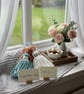 Handmade Interior Angel Duo - Teal & White Macrame Guardians - Thinking of You - Image 2