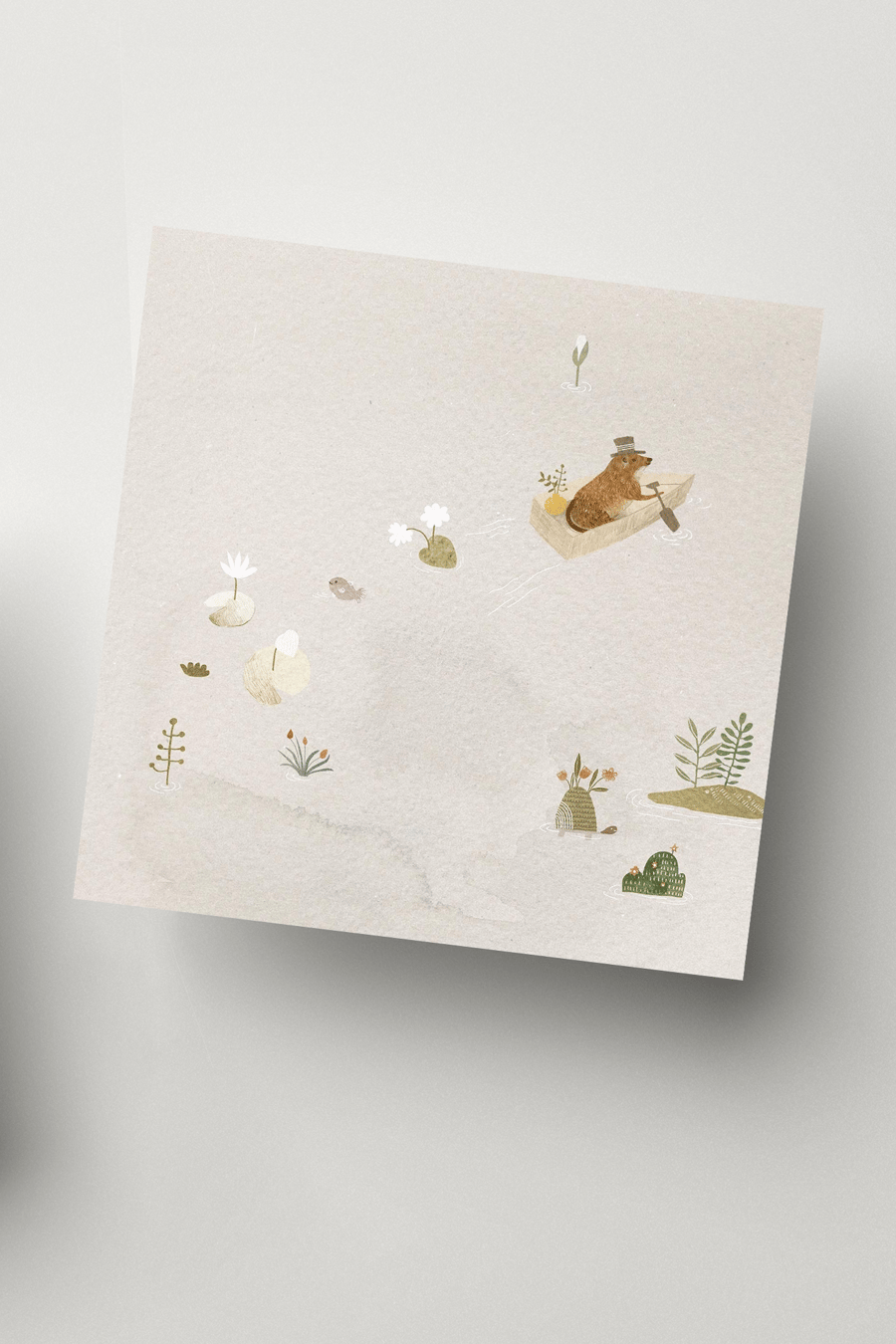 Water Rat Art Print 148mm with Envelope
