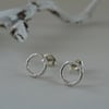 Eco Silver textured frost pattern hoop stud earrings