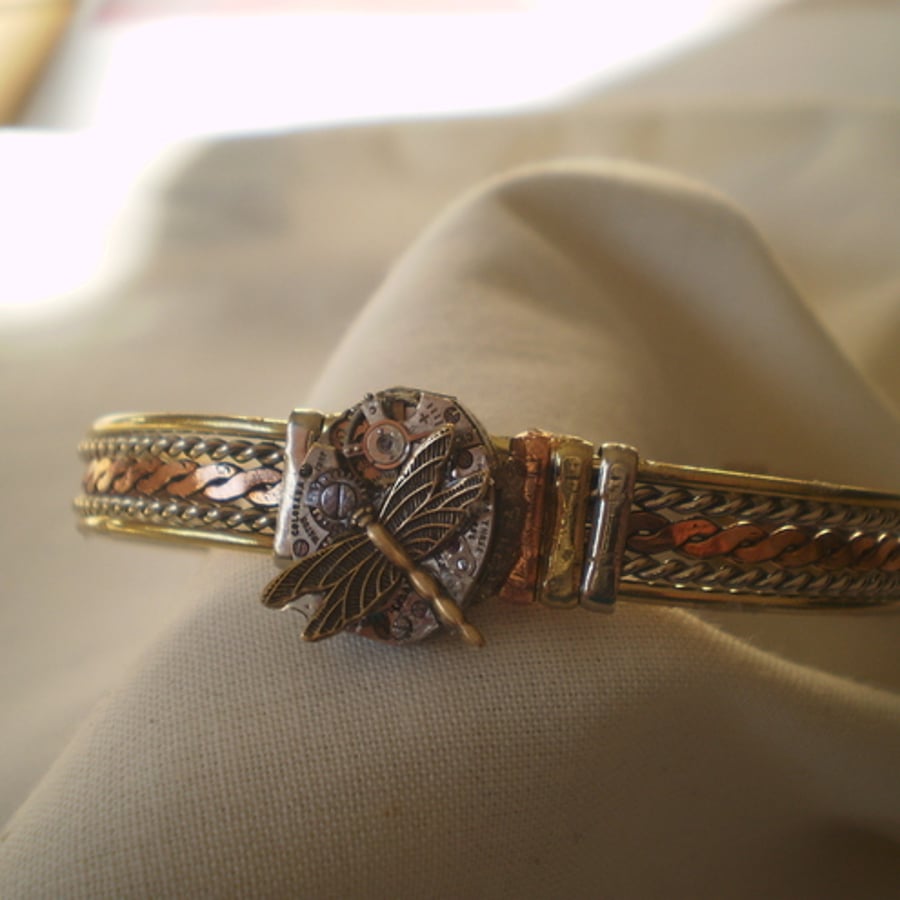 Steampunk Dragonfly Bangle/Bracelet