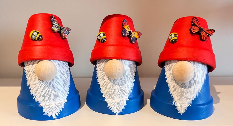 Hand painted mini gnome pots