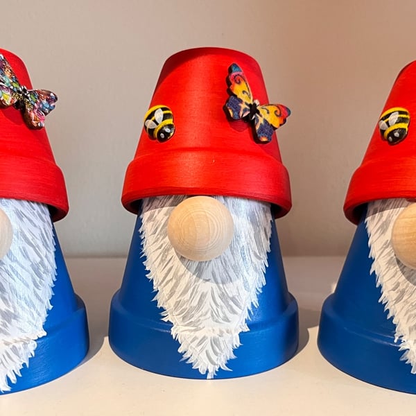 Hand painted mini gnome pots