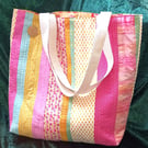 Summer Stripes Patchwork Quilted Tote Bag