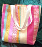 Summer Stripes Patchwork Quilted Tote Bag