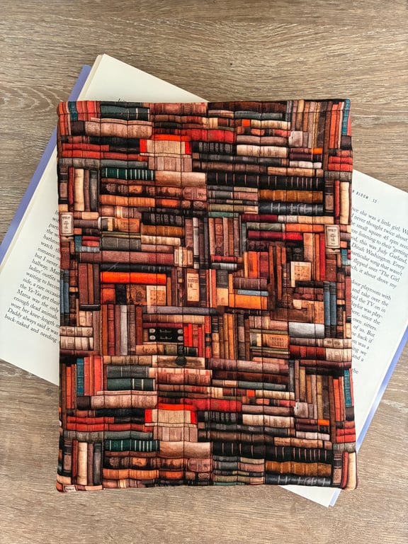 Book Print Fabric Quilted Book Sleeve - Hardback Size