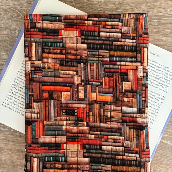 Book Print Fabric Quilted Book Sleeve - Hardback Size