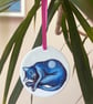 Lunar Cat ceramic ornament - blue cat decoration, stocking filler  - Image 3