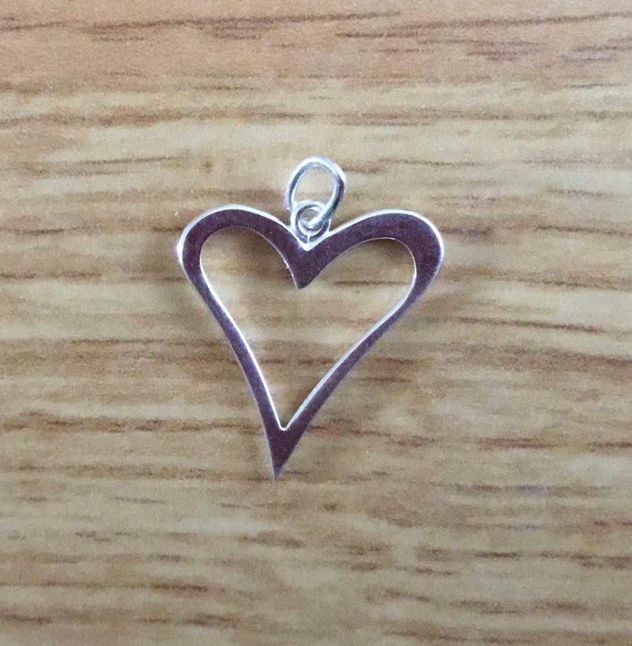 Sterling Silver Large Funky Heart