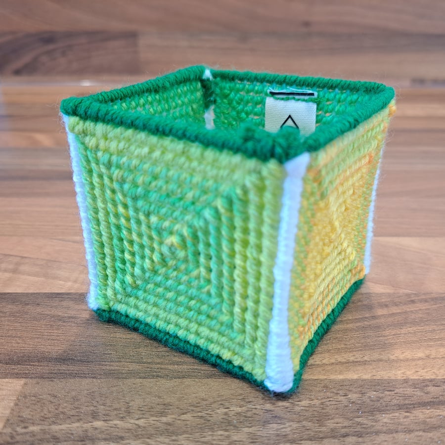 Medium container for office items - green, yellow, white mix