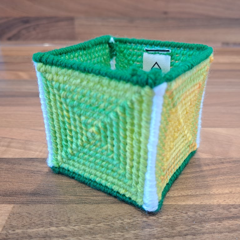 Medium container for office items - green, yellow, white mix