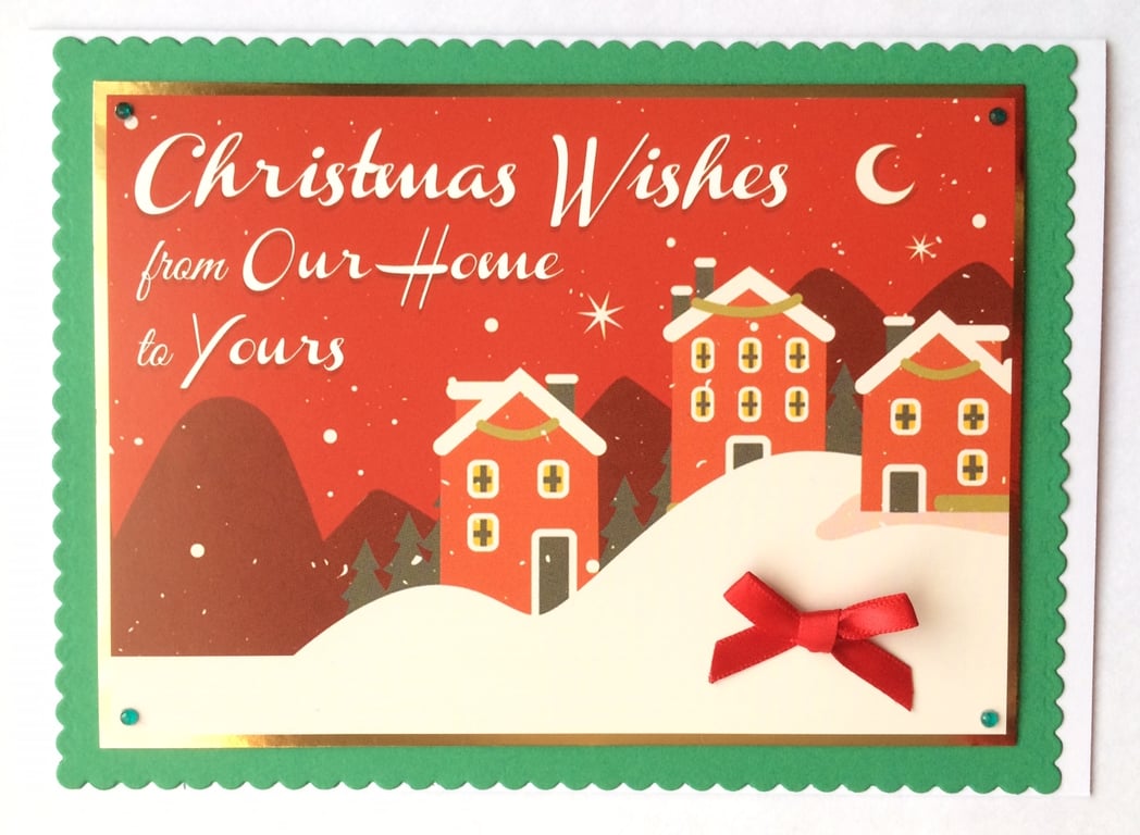 Handmade Christmas Card Christmas Wishes from Our Home to Yours