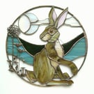 Stained Glass Spring Hare Ring - handmade in Hampshire