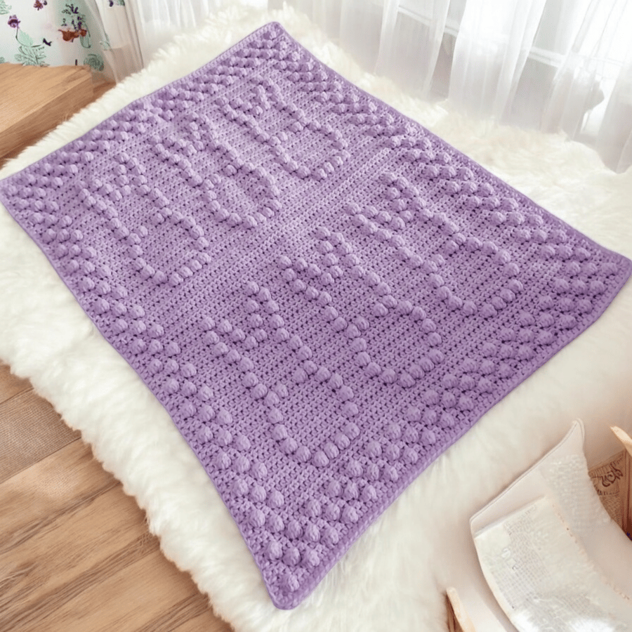 Crocheted Baby Blanket Lilac, Nursery Bedding, Snuggle Blanket, New Baby Gift