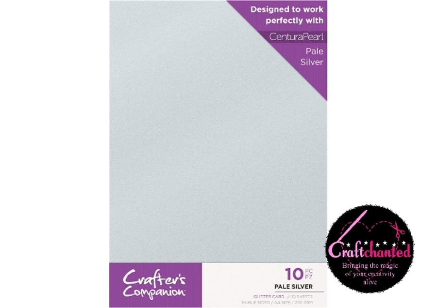 Crafter's Companion - Glitter Card - Pale Silver - A4 - 250gsm - 10 Pack
