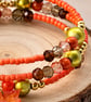 Autumn Pumpkin & Maple Leaf Memory Wire Wrap Bracelet  - Image 3